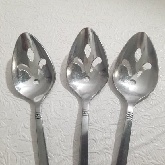 Rogers Oneida 1881 Danish Court Stainless 8" Slotted Serving Spoons Set of 3 - Picture 3 of 9